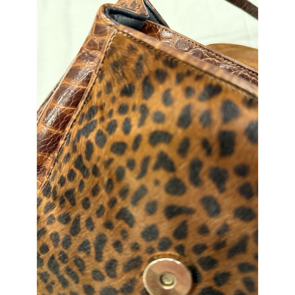 Vintage Jay Herbert NY Hair Calf Leopard Print Leather Crossbody Purse w/ Tassel - Picture 9 of 14